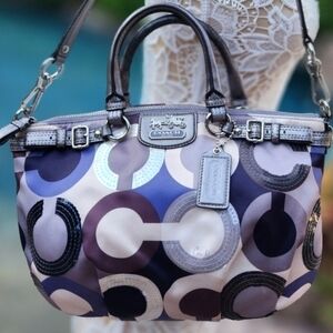 Coach Madison Multicolor Blue, Gray, Silver, Purple & Brown bag. Stunning!